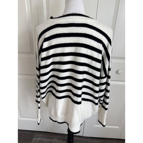 CECE SPORTSWEAR Pullover Stripe Sweater size XL White/Black - Picture 4 of 5